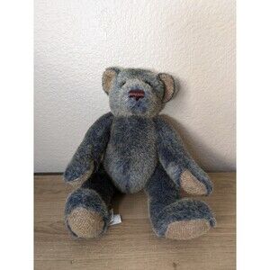 Knickerbocker Jointed Blue Beige Bear 12" Brown Eyes Clean Vintage Classic